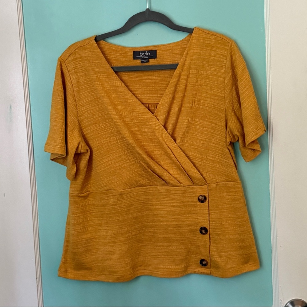 Women's Mustard Wrap Top